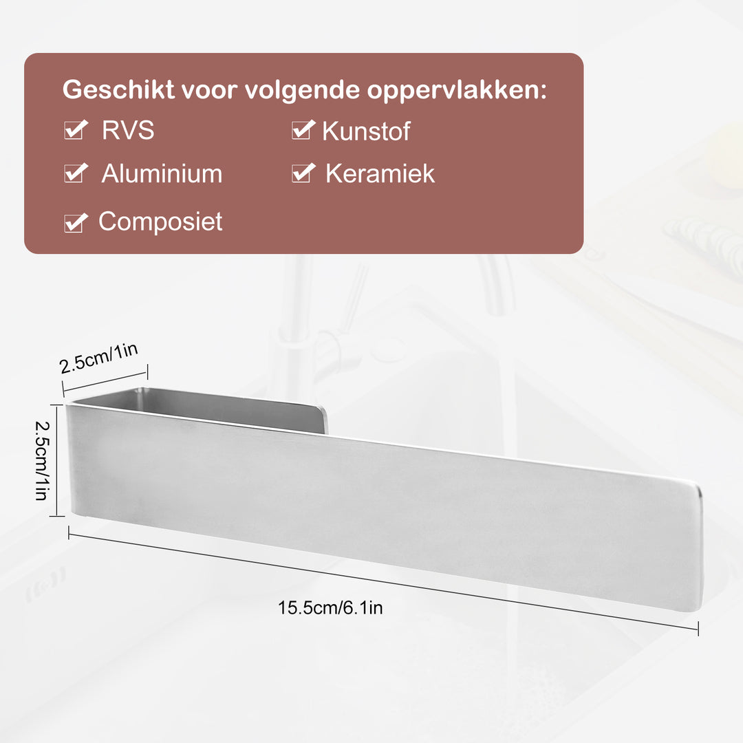 Geschirrtuchhalter Edelstahl - Kraftvoller Klebestreifen - Silber