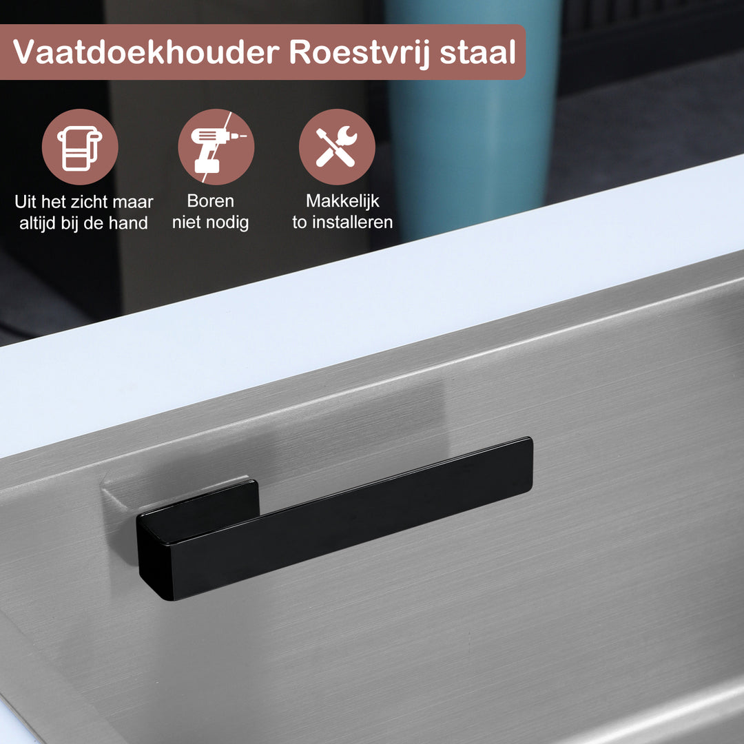 Vaatdoekhouder, vaatdoekhouder met plakstrip, vaatdoekhouder zwart, vaatdoekhouder voor gootsteen, vaatdoekhouder spoelbak