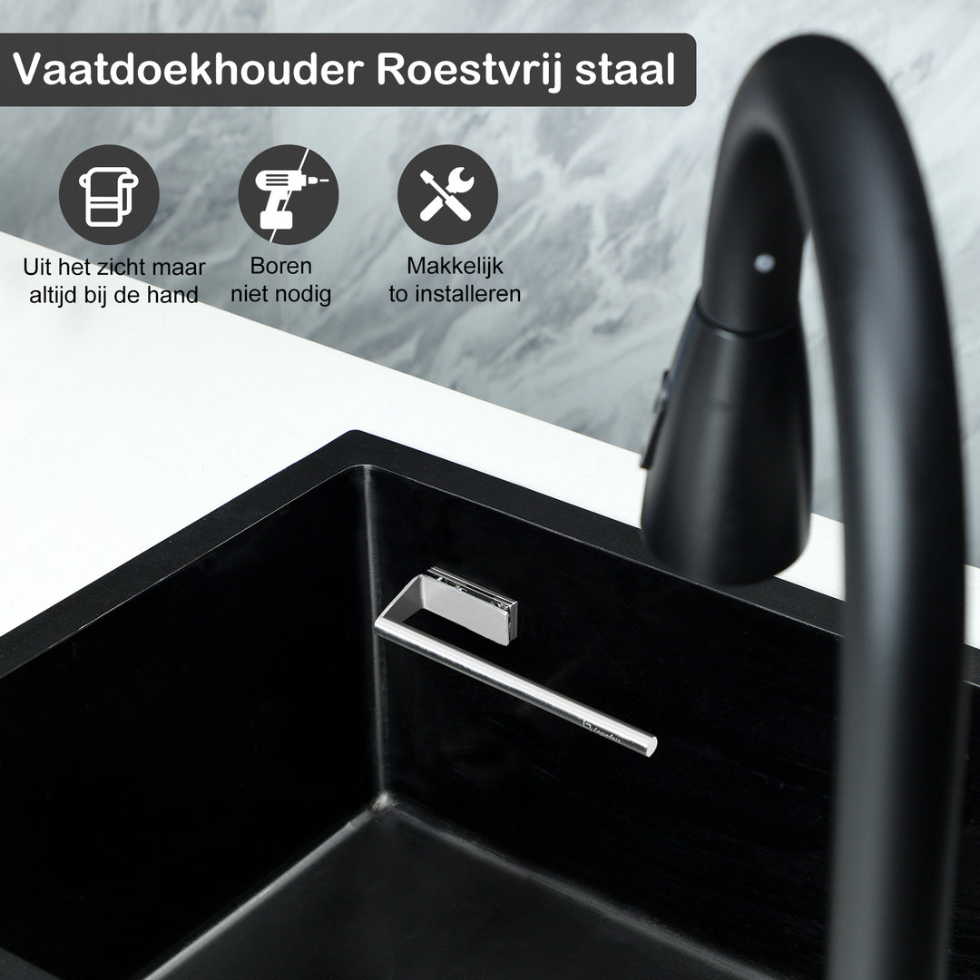 Vaatdoekhouder magnetisch, magnetische vaatdoekhouder, vaatdoekmagnetisch rvs, vaatdoekhouder gootsteen